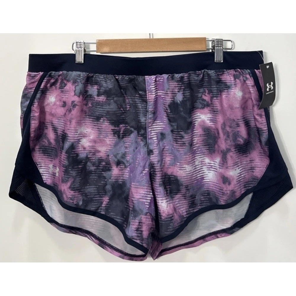 NWT Under Armour Women's Fly by 2.0 Printed Running Shorts Sz‎ 2XL Multi Print